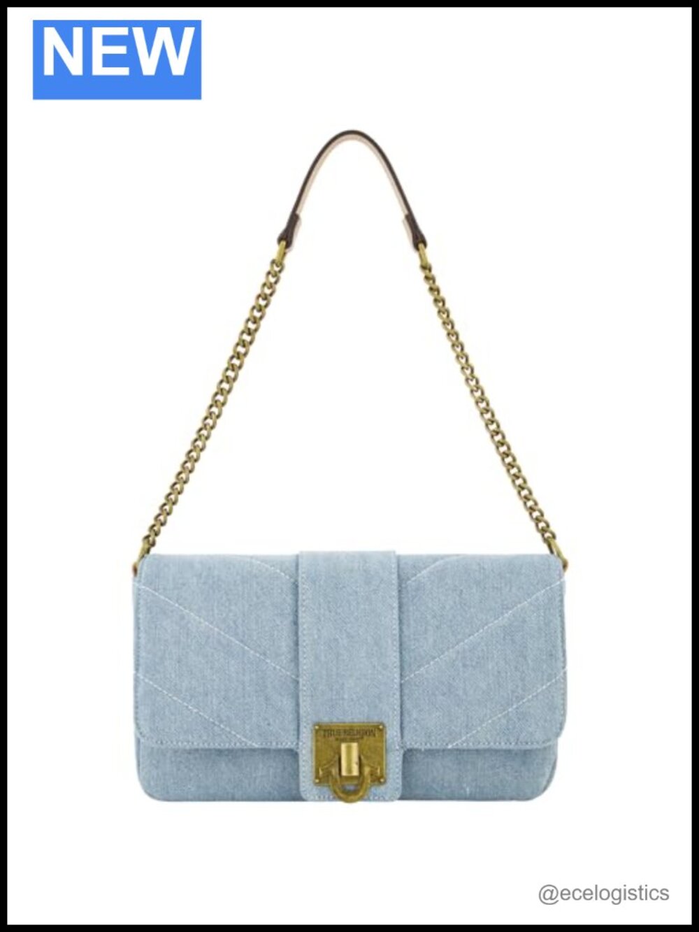 Vintage Denim Chain Strap Satchel Shoulder Bag Womens
